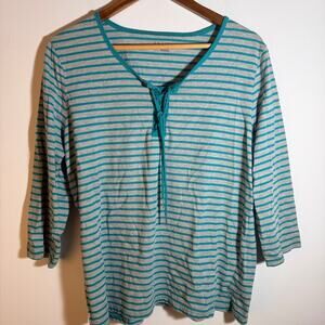 Basic Editions Teal and Gray Long Sleeve Tee